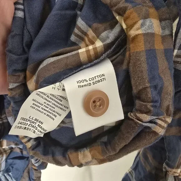 L.L. Bean Signature Women's L Grayish Blue Plaid 1/4 Button Pullover Drawstring - Picture 8 of 14